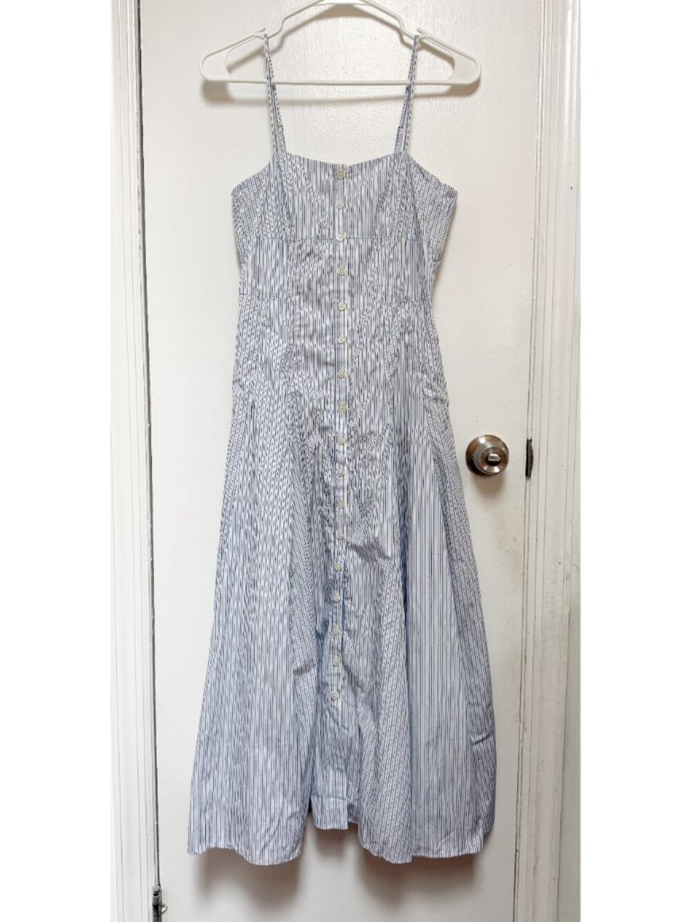 NWT Button-down cotton poplin dress in stripe Size 0P - Picture 2 of 5